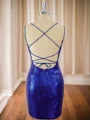 Sheath Sequins Spaghetti Straps Short/Mini Dress
