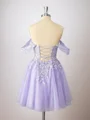 A-line Tulle Off-the-Shoulder Appliques Lace Corset Short/Mini Dress