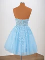 A-line Tulle Strapless Appliques Lace Corset Short/Mini Dress