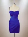 Sheath Silk Like Satin Spaghetti Straps Pleated Corset Short/Mini Dress