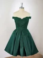 Ball-Gown Satin Off-the-Shoulder Beading Short/Mini Dress