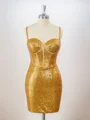 Sheath Sequins Spaghetti Straps Beading Corset Short/Mini Dress