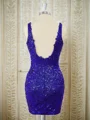 Sheath V-neck Appliques Lace Short/Mini Dress