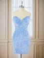 Sheath Velvet Sequins Sweetheart Short/Mini Dress