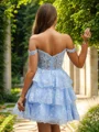 Ball-Gown Off-the-Shoulder Appliques Lace Short/Mini Tulle Corset Dress