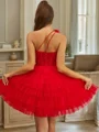Ball-Gown One-Shoulder Appliques Lace Short/Mini Tulle Corset Dress