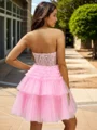 Ball-Gown Sweetheart Appliques Lace Short/Mini Tulle Corset Dress