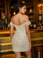 Sheath Off-the-Shoulder Pleated Short/Mini Dress