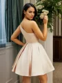 A-line One-Shoulder Short/Mini Satin Dress