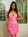 Sheath V-neck Sequin Short/Mini Dress