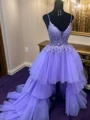 A-line/Princess Tulle Straps Sleeveless Asymmetrical Homecoming Dress