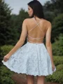 A-Line/Princess Spaghetti Straps Short/Mini Lace Homecoming Dresses With Appliques Lace