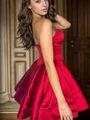 A-line Sweetheart Ruffles Short/Mini Satin Corset Dress
