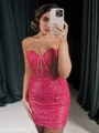 Sheath Sweetheart Sequin Short/Mini Corset Dress