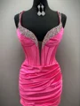 Sheath Straps Rhinestone Short/Mini Corset Dress