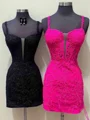 Sheath Straps Appliques Lace Short/Mini Tulle Corset Dress