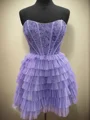 A-line Straight Cascading Ruffles Short/Mini Corset Dress