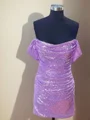 Sheath Off-the-Shoulder Pleated Short/Mini Sequins Dress