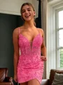 Sheath V-neck Appliques Lace Short/Mini Tulle Corset Dress