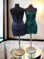 Sheath V-neck Sequin Short/Mini Sequins Corset Dress