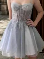 A-line Sweetheart Ruffles Short/Mini Tulle Corset Dress
