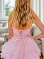 A-line Sweetheart Appliques Lace Short/Mini Organza Corset Dress
