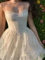 A-line Spaghetti Straps Ruffles Short/Mini Lace Corset Dress