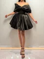 A-line Off-the-Shoulder Pleated Short/Mini Silk Like Satin Corset Dress