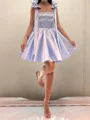 A-line Straps Bow Short/Mini Satin Corset Dress