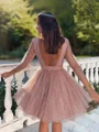 A-Line/Princess Scoop Short/Mini Tulle Homecoming Dresses