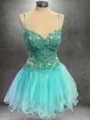 A-line Sweetheart Appliques Lace Short/Mini Tulle Corset Dress