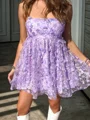 A-line Straight Sequin Short/Mini Lace Dress