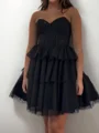 A-line Sweetheart Cascading Ruffles Short/Mini Tulle Corset Dress