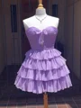 A-line Sweetheart Cascading Ruffles Short/Mini Chiffon Corset Dress