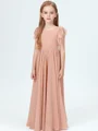 A-Line/Princess Scoop Floor-Length Chiffon Junior Bridemaid Dresses With Belt/Sash