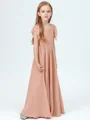 A-Line/Princess Scoop Floor-Length Chiffon Junior Bridemaid Dresses With Belt/Sash