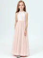 A-Line/Princess Halter Ankle-Length Chiffon Junior Bridemaid Dresses