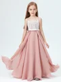 A-Line/Princess Straps Floor-Length Chiffon Junior Bridemaid Dresses With Belt/Sash