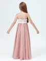 A-Line/Princess Straps Floor-Length Chiffon Junior Bridemaid Dresses With Belt/Sash