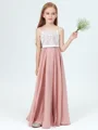 A-Line/Princess Straps Floor-Length Chiffon Junior Bridemaid Dresses With Belt/Sash