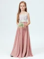 A-Line/Princess Straps Floor-Length Chiffon Junior Bridemaid Dresses With Belt/Sash
