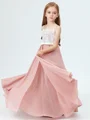 A-Line/Princess Straps Floor-Length Chiffon Junior Bridemaid Dresses With Belt/Sash