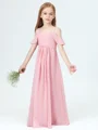 A-Line/Princess Straps Floor-Length Chiffon Junior Bridemaid Dresses With Pleated