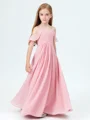 A-Line/Princess Straps Floor-Length Chiffon Junior Bridemaid Dresses With Pleated