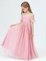 A-Line/Princess Straps Floor-Length Chiffon Junior Bridemaid Dresses With Pleated