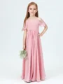 A-Line/Princess Straps Floor-Length Chiffon Junior Bridemaid Dresses With Pleated