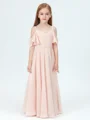 A-Line/Princess Straps Ankle-Length Chiffon Junior Bridemaid Dresses With Ruffles