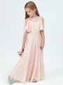 A-Line/Princess Straps Ankle-Length Chiffon Junior Bridemaid Dresses With Ruffles