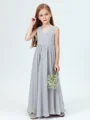 A-Line/Princess V-neck Ankle-Length Chiffon Junior Bridemaid Dresses