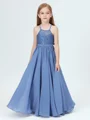 A-Line/Princess Halter Floor-Length Chiffon Junior Bridemaid Dresses